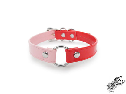 Half Pink and Half Red O Ring Choker