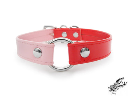Half Pink and Half Red O Ring Choker