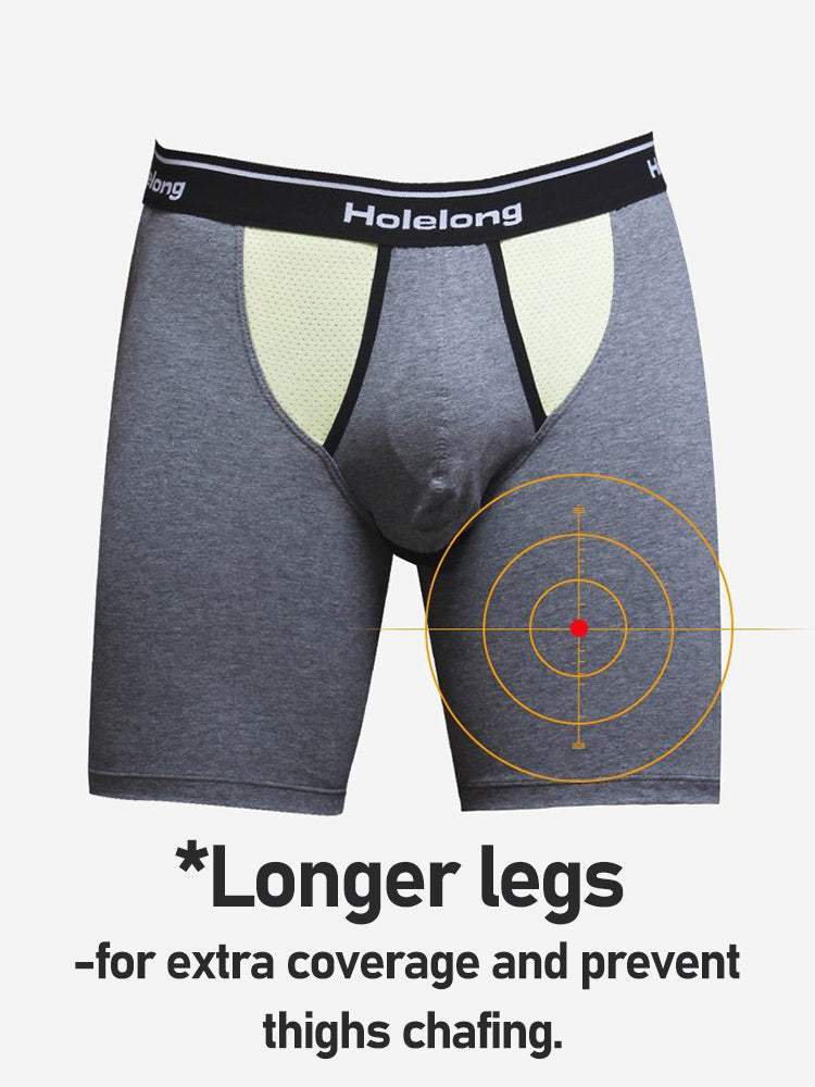 Dual Pouch Men's Long Legs Sports Boxer Briefs