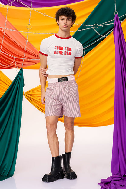 Daily Structure Stripe Shorts Pink