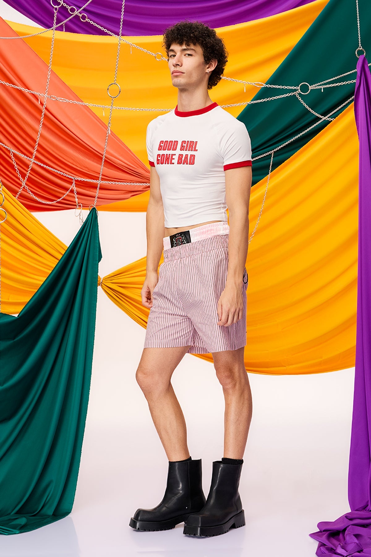 Daily Structure Stripe Shorts Pink