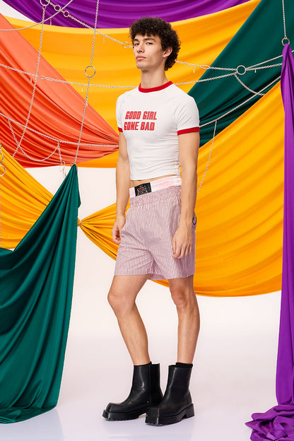 Daily Structure Stripe Shorts Pink