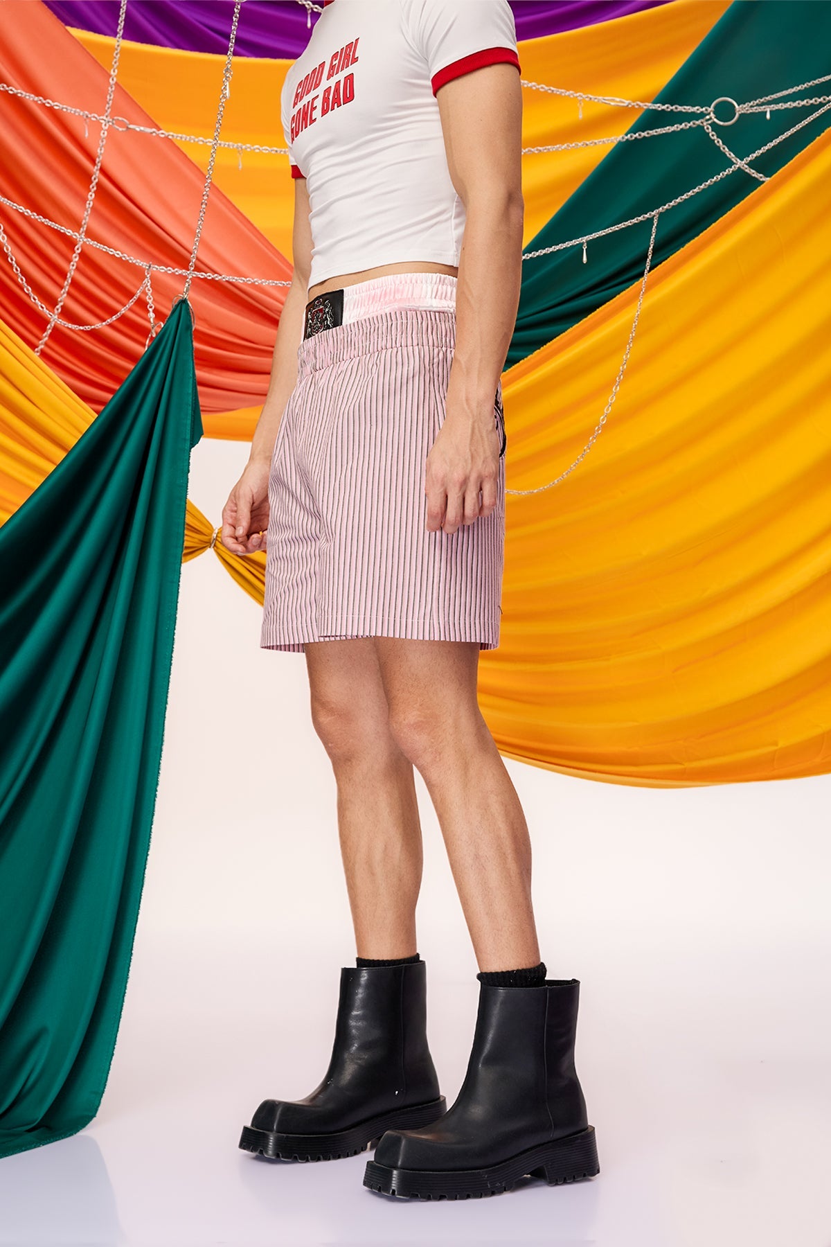 Daily Structure Stripe Shorts Pink