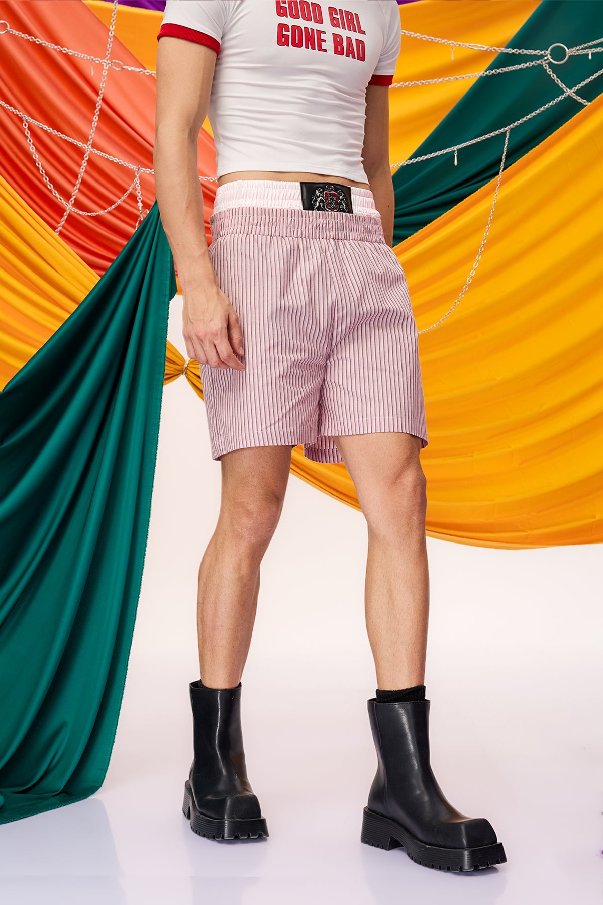Daily Structure Stripe Shorts Pink