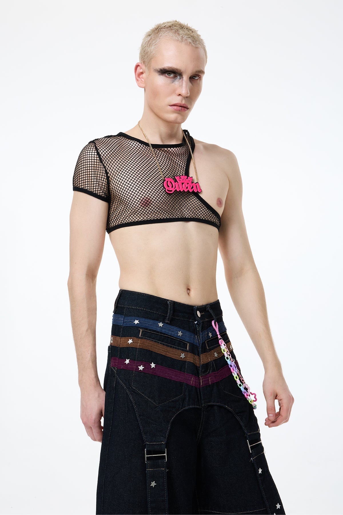 Dark Blank One Shoulder Crop Top
