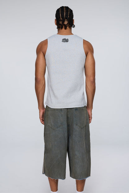 Dark Constant Embroidered Tank Top Grey