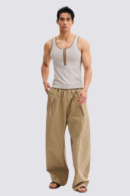 Dark Neutrality Zipper Tank Top Brown