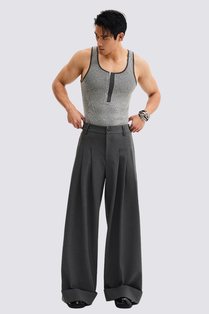 Dark Neutrality Zipper Tank Top Grey