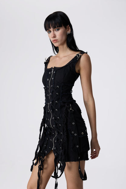 Dark Syntax Lace Up Mini Dress