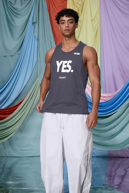 Darkened Still Print Tank Top Grey