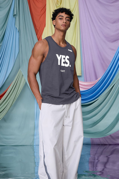 Darkened Still Print Tank Top Grey