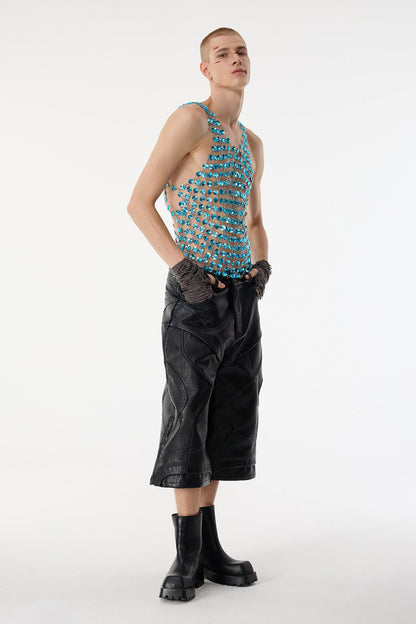 Dazzle Glow Crystal Cutout Top