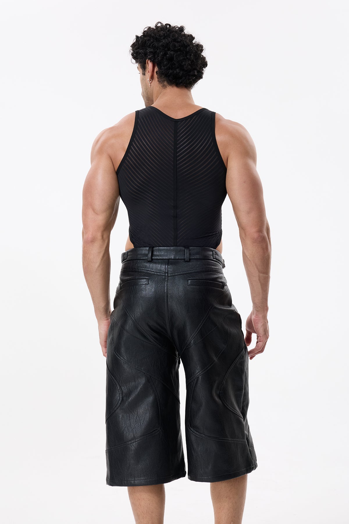 Deep Contour Stripe Bodysuit Black