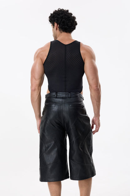Deep Contour Stripe Bodysuit Black