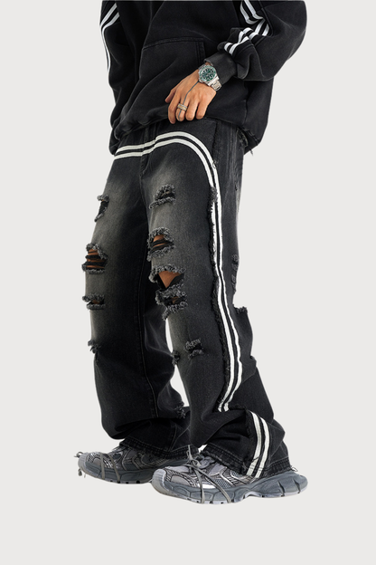 Deep Indigo Ripped Straight Jeans