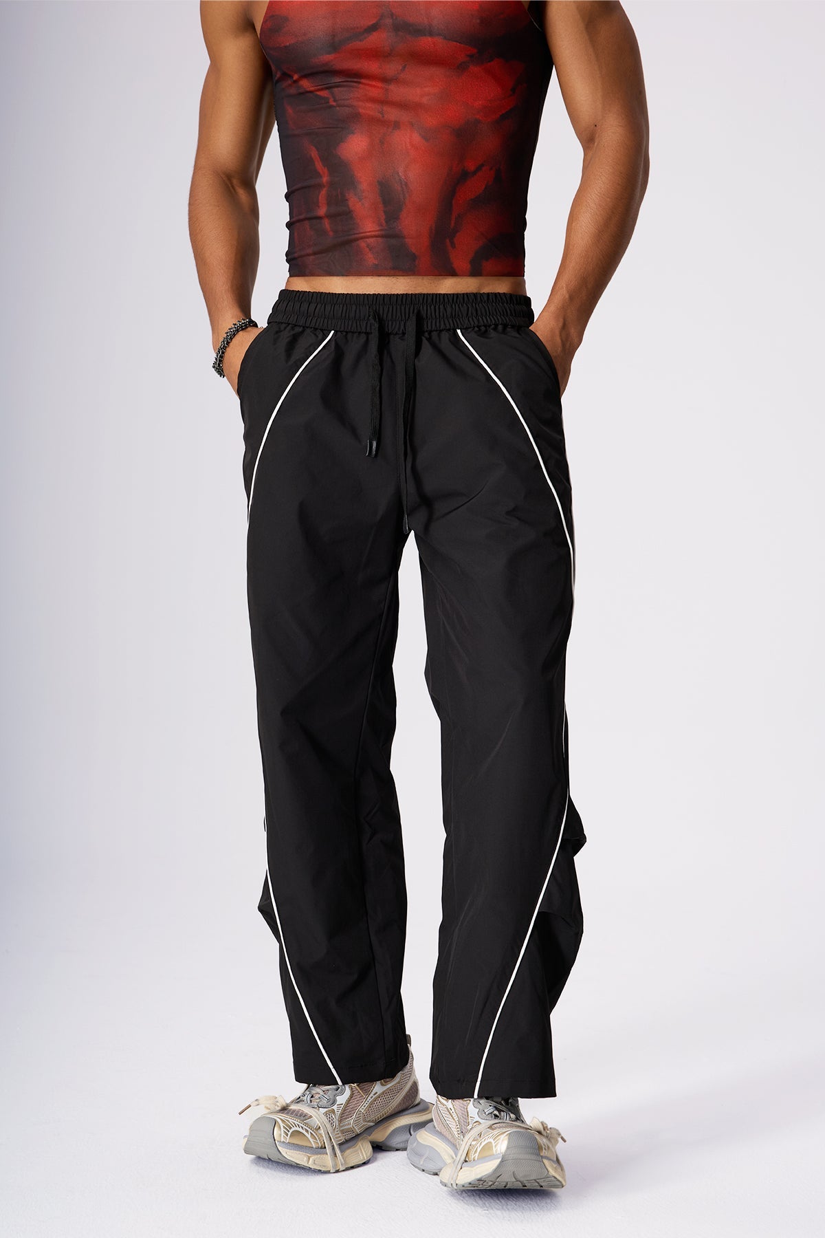 Deep Line Ice Silk Wide Leg Pants