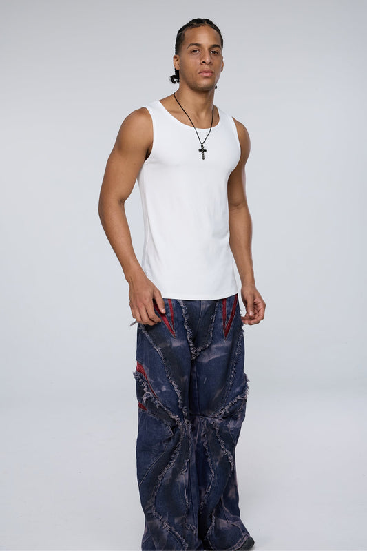 Deep Raven Tank Top White