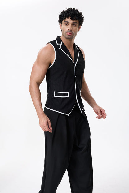 Deep Sheet Colorblock Vest Black