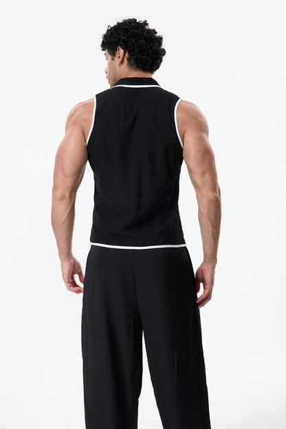 Deep Sheet Colorblock Vest Black