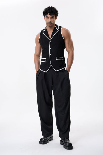 Deep Sheet Colorblock Vest Black
