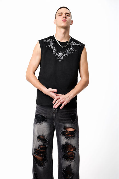 Deep Signal Velvet Embroidery Vest