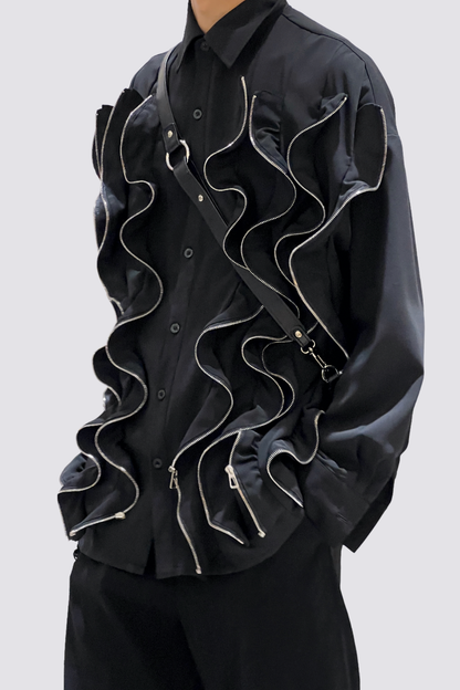 Deep Zone Ruched Long Sleeve Shirts