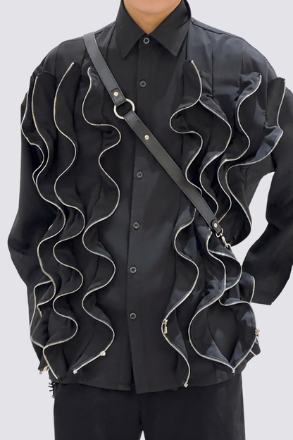 Deep Zone Ruched Long Sleeve Shirts