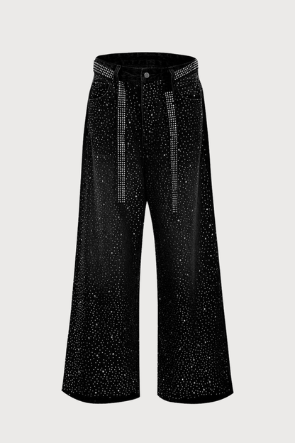 Deep Glitch Denim Wide Leg Pants