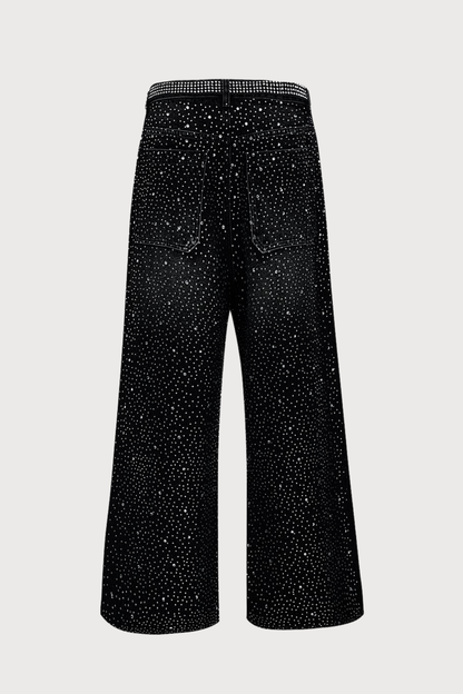 Deep Glitch Denim Wide Leg Pants
