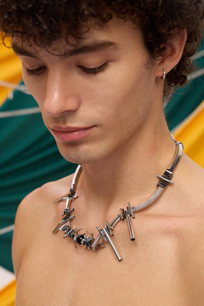 Defiant Posture Punk Metal Necklace