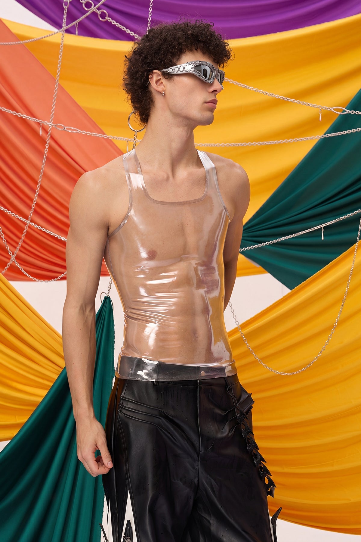 Dense Blackout Latex Tank Top Clear