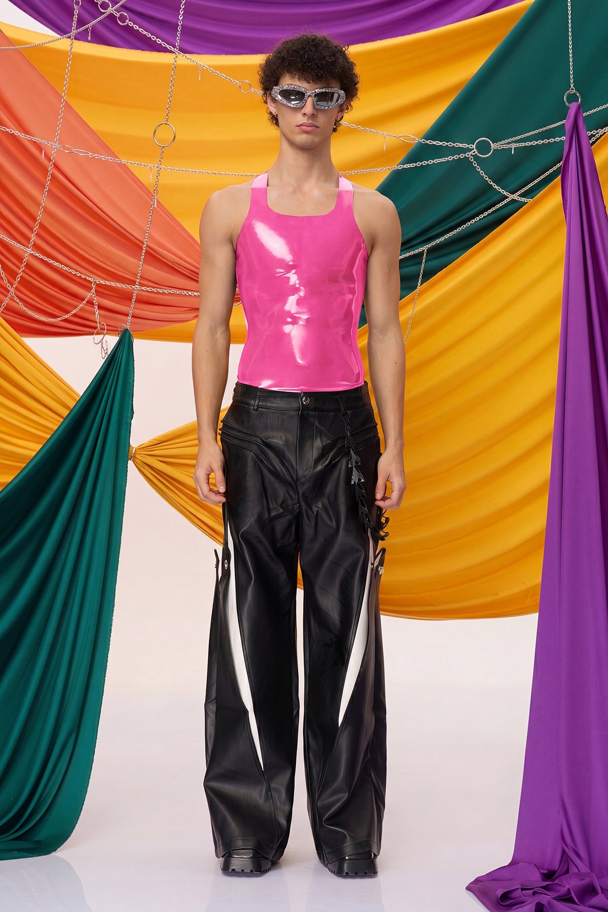 Dense Blackout Latex Tank Top Pink