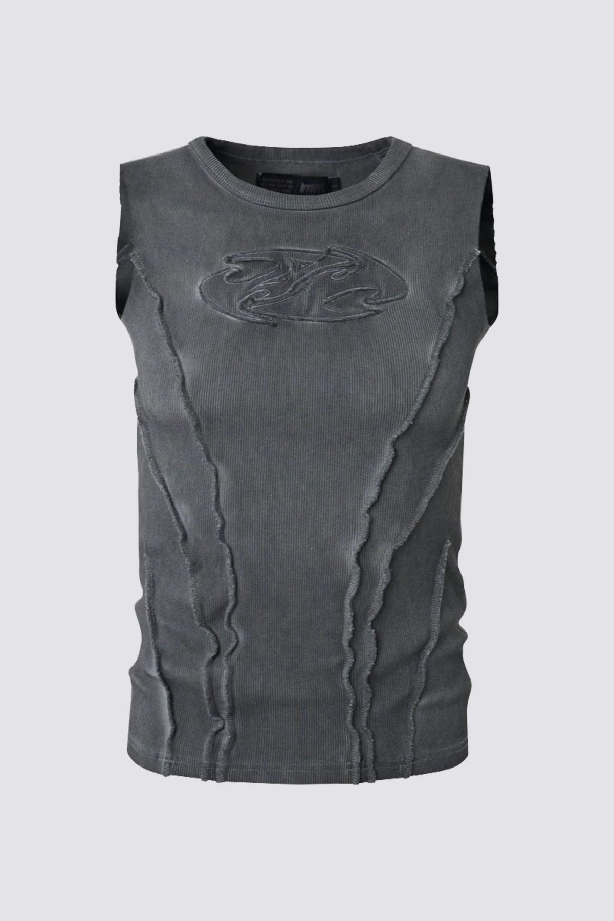 Dense Night Deconstructed Sleeveless Top Deep Grey
