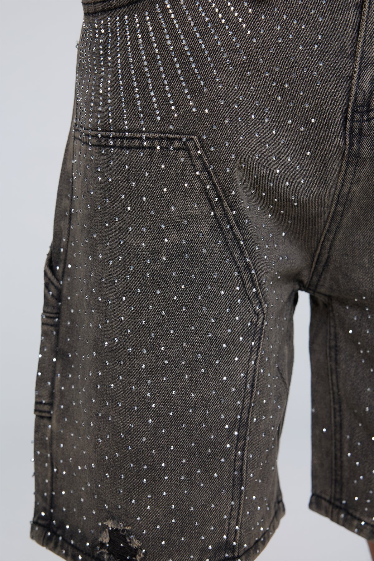 Desert Grain Rhinestone Ripped Denim Shorts