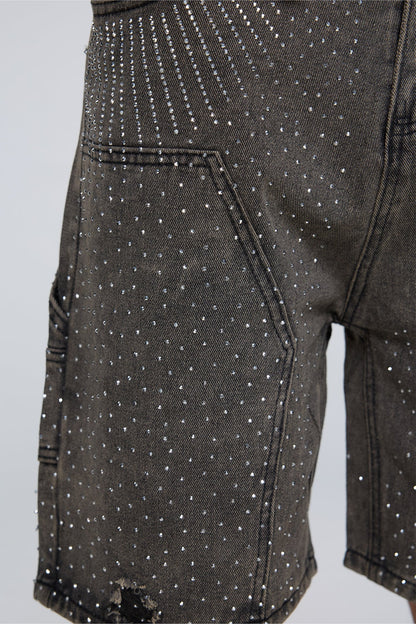 Desert Grain Rhinestone Ripped Denim Shorts