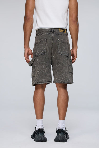 Desert Grain Rhinestone Ripped Denim Shorts