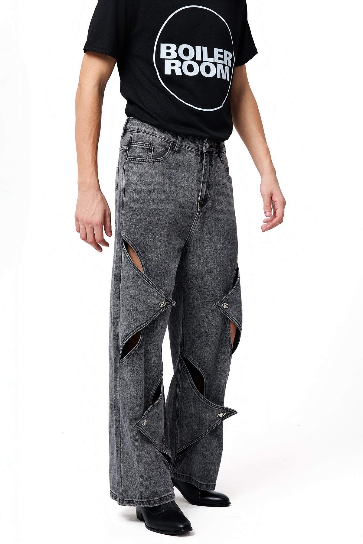 Diesel Vision Wide Leg Cutout Jeans