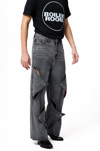 Diesel Vision Wide Leg Cutout Jeans