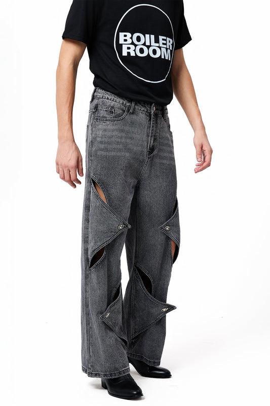 Diesel Vision Wide Leg Cutout Jeans