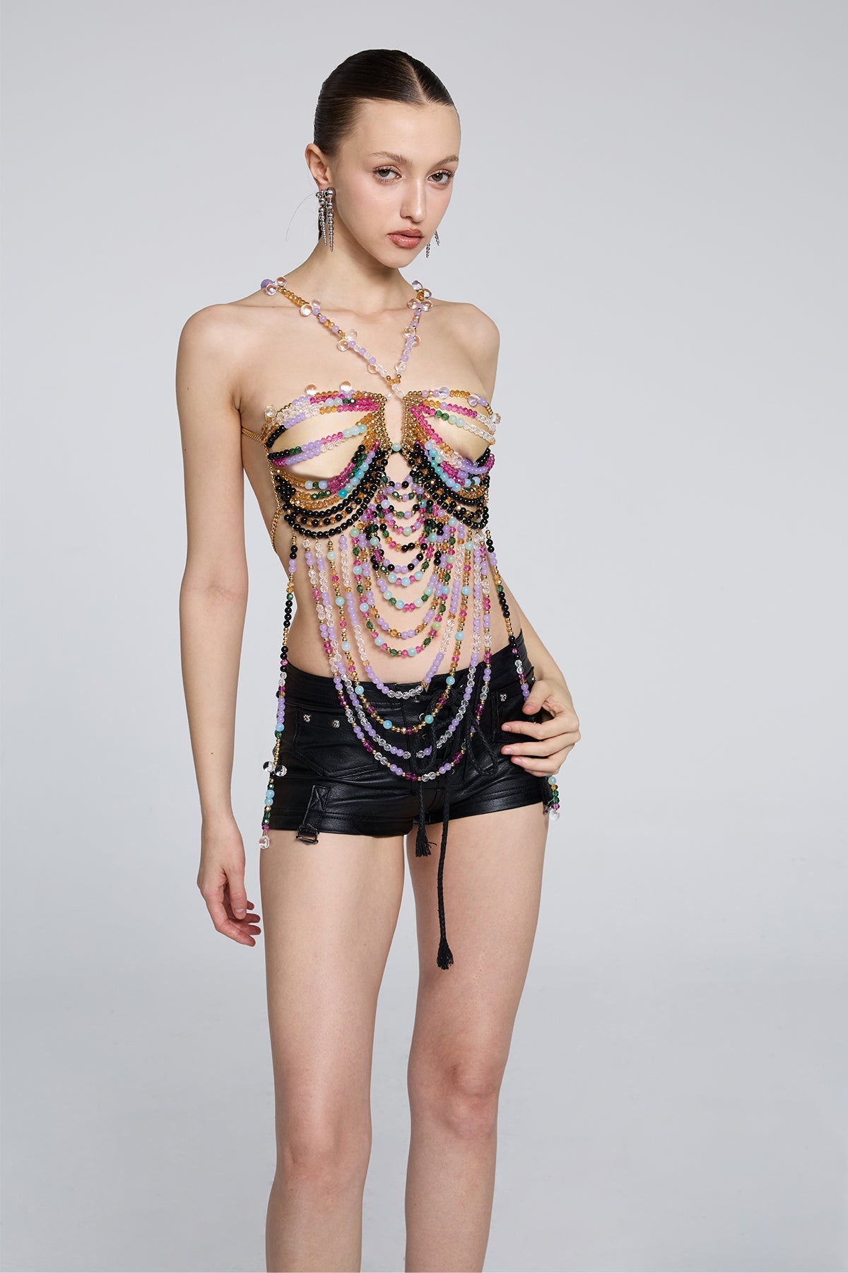 Digital Bloom Beaded Chain Top