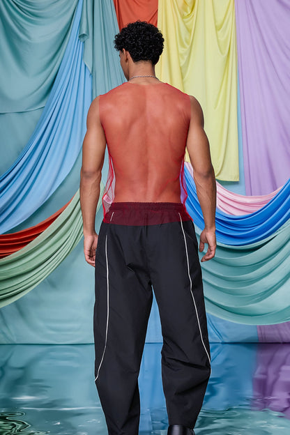 Digital Fiber Mesh Tank Top Red