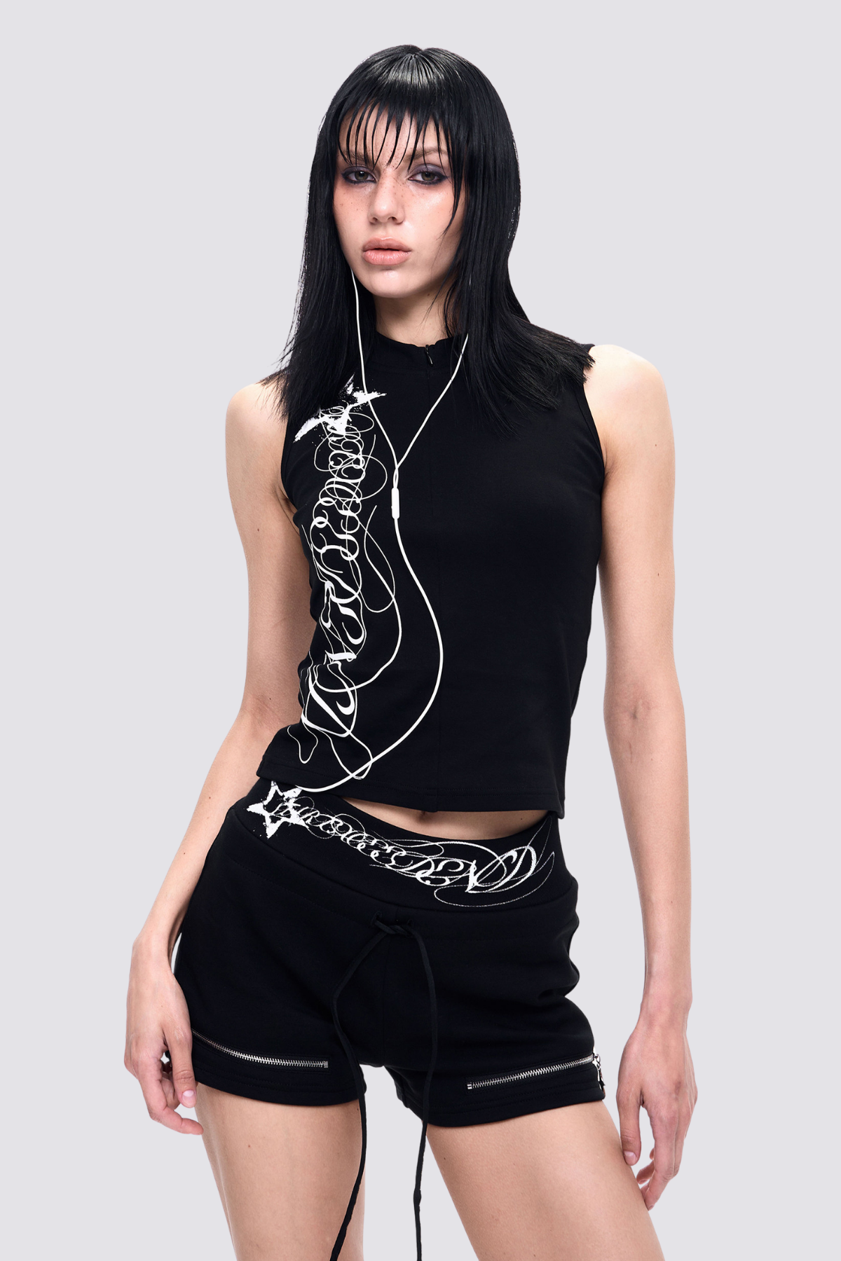 Dim Fold Print Sleeveless Top
