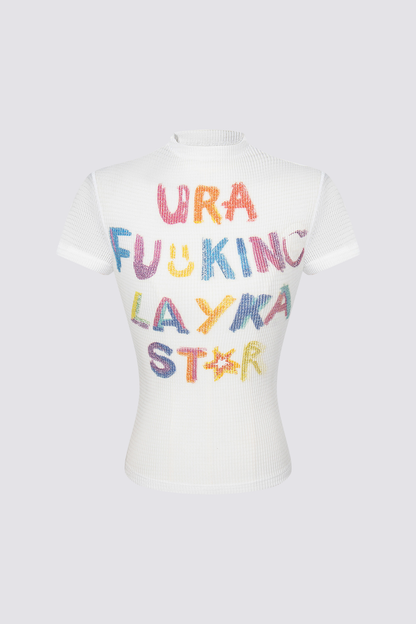 Dim Trace Graffiti Print Crop Top