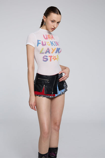 Dim Trace Graffiti Print Crop Top
