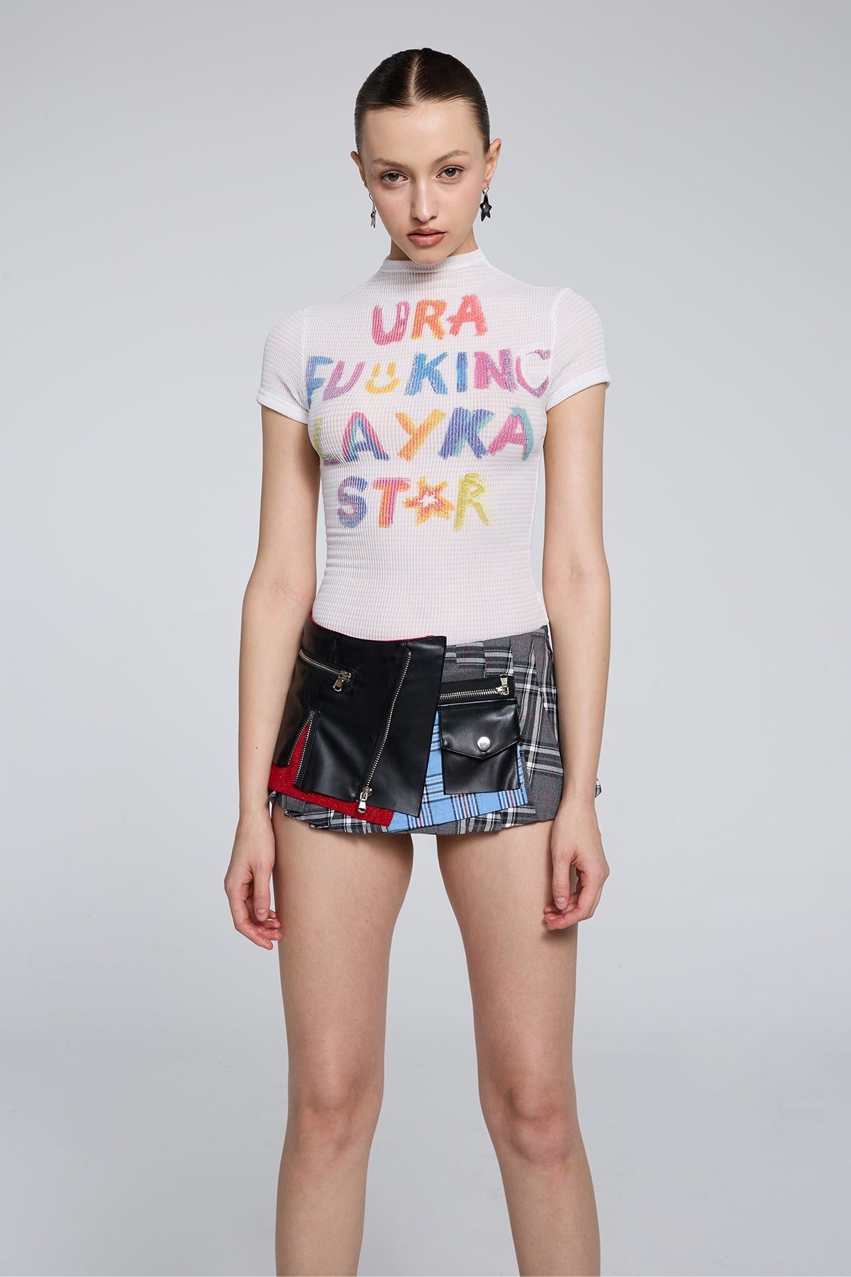 Dim Trace Graffiti Print Crop Top