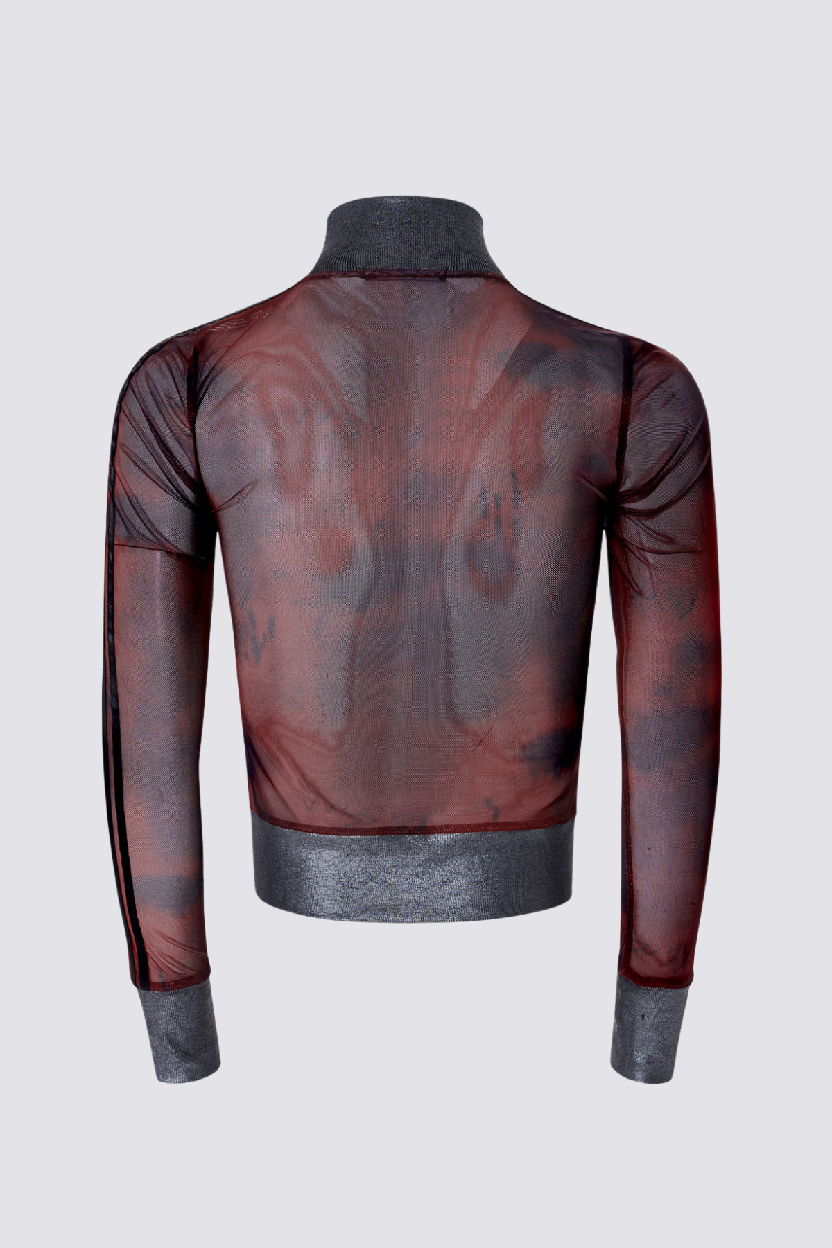 Double Skin Mesh Long Sleeve Top Red