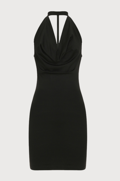 Drift Fold Halter Neck Ruched Mini Dress