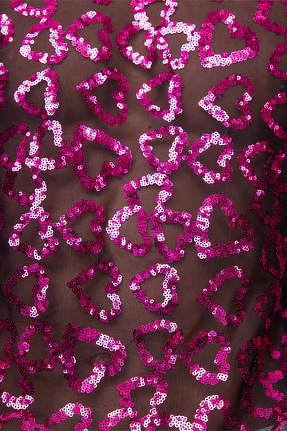 Dual Tension Mesh Heart Sequin Tank Top Pink