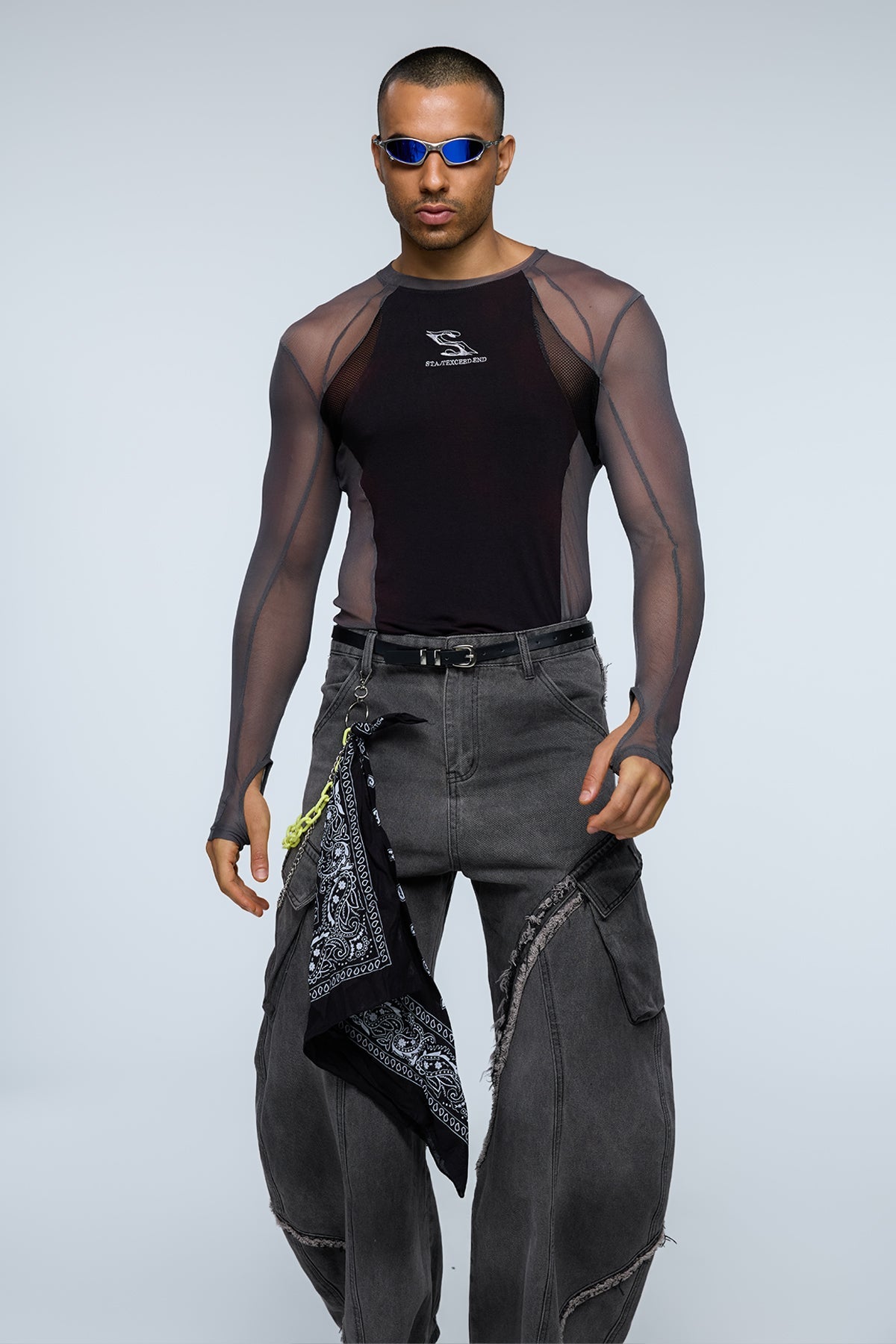 Dual Flow Mesh Splicing Top
