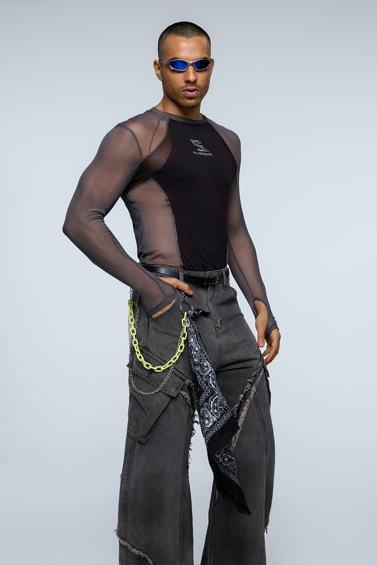 Dual Flow Mesh Splicing Top